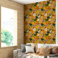 Nature-inspired citrus wallpaper for dining room

