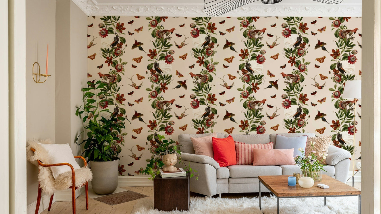 Exotic wall decor featuring vibrant tropical foliage


