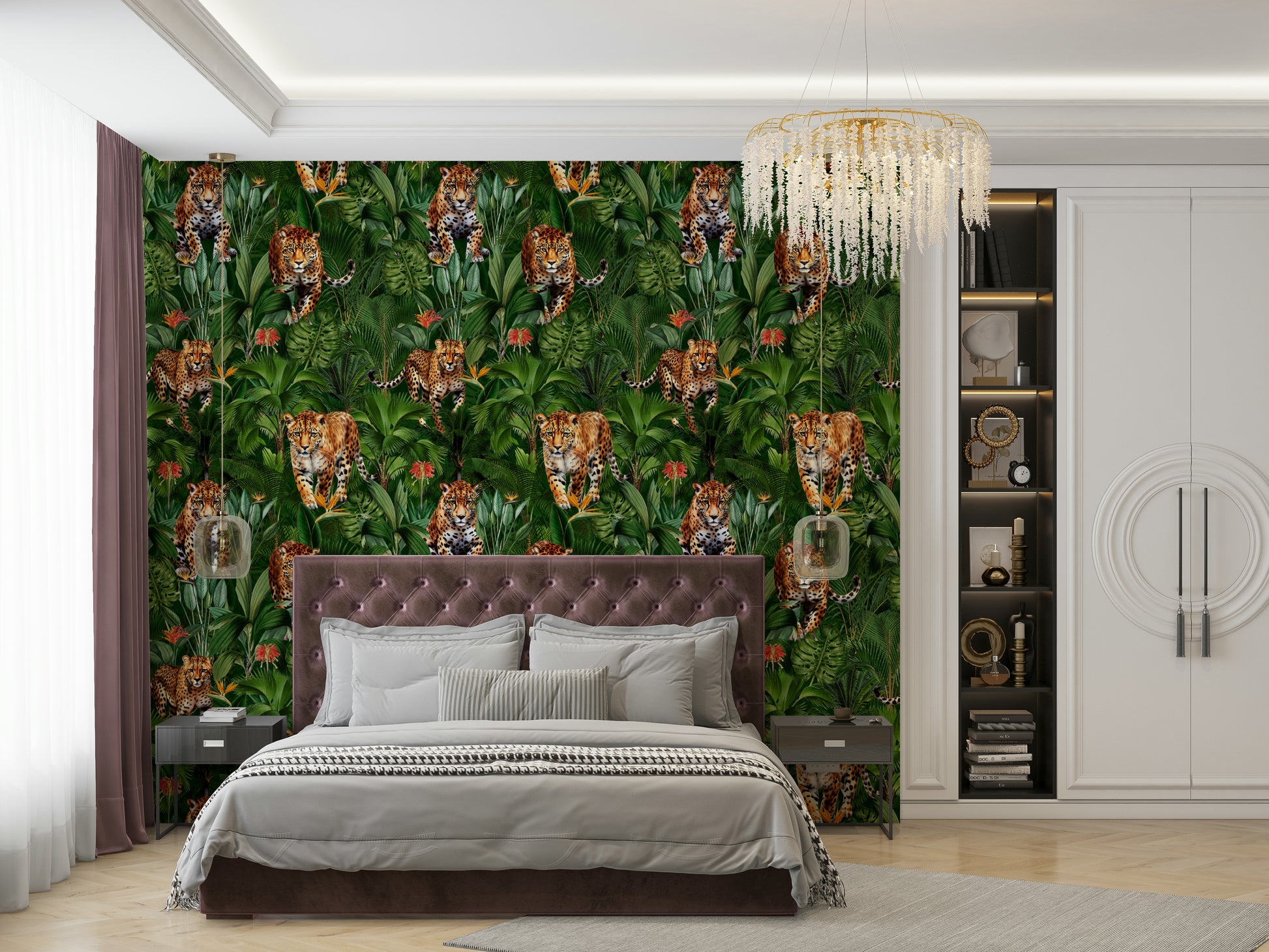 Majestic tiger in the jungle wallpaper design

