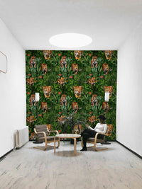 Nature-inspired big cats wallpaper for adventurous spaces

