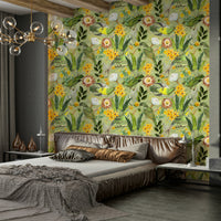Lush tropical aviary wallpaper with a serene ambiance.

