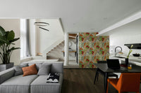 Vintage botanical wallpaper with rich greenery and flowers.

