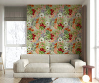 Timeless vintage botanical wallpaper with delicate florals.

