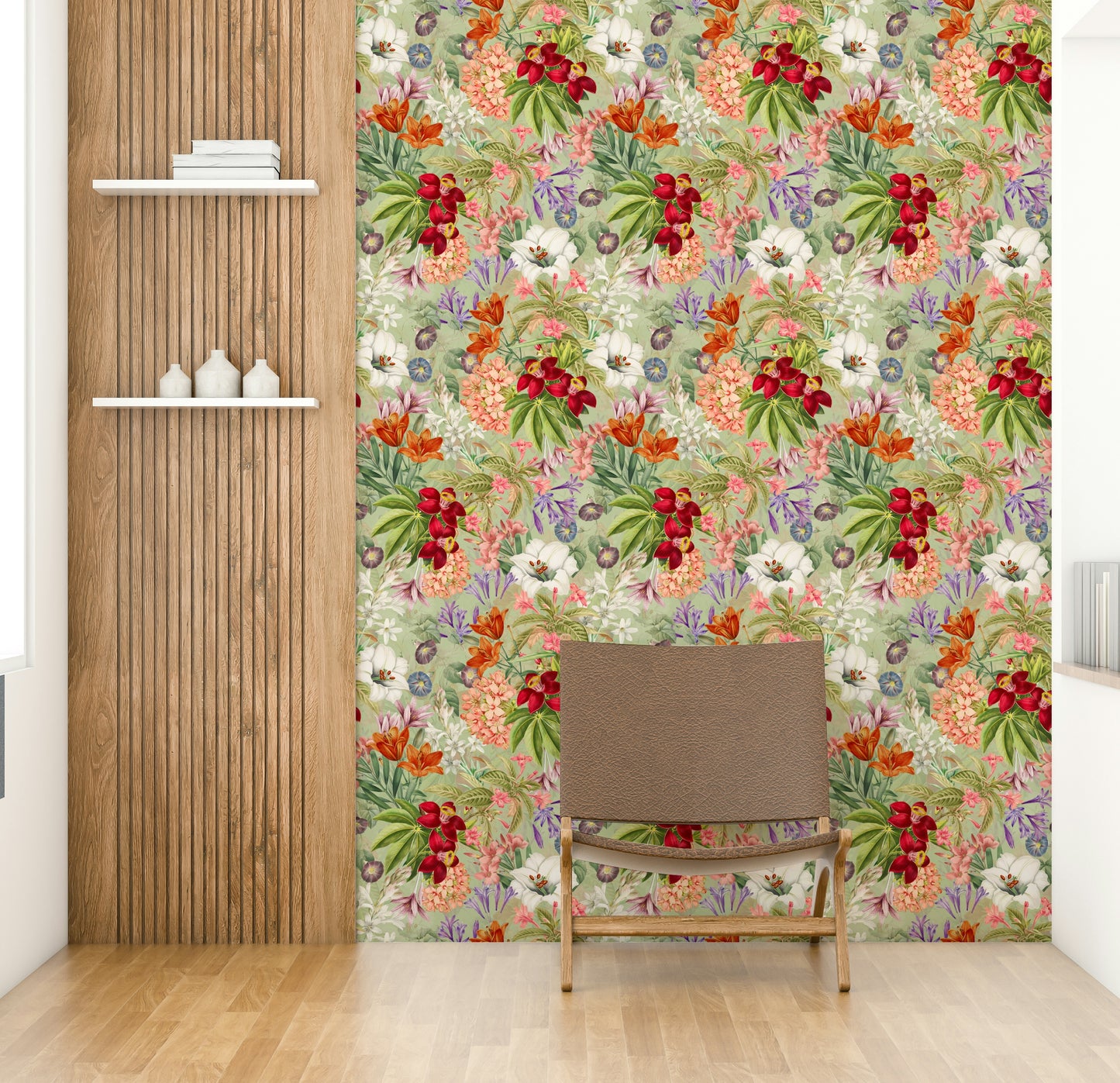 Botanical garden design wallpaper with a timeless vintage look.

