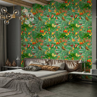 Emerald Enchantment wallpaper with tropical foliage accents

