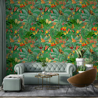 Beautiful green tropical wallpaper for modern interiors

