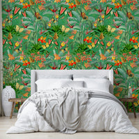 Emerald Enchantment tropical botanical wallpaper design

