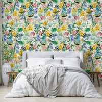 Beautiful nature-inspired wallpaper with birds and flowers

