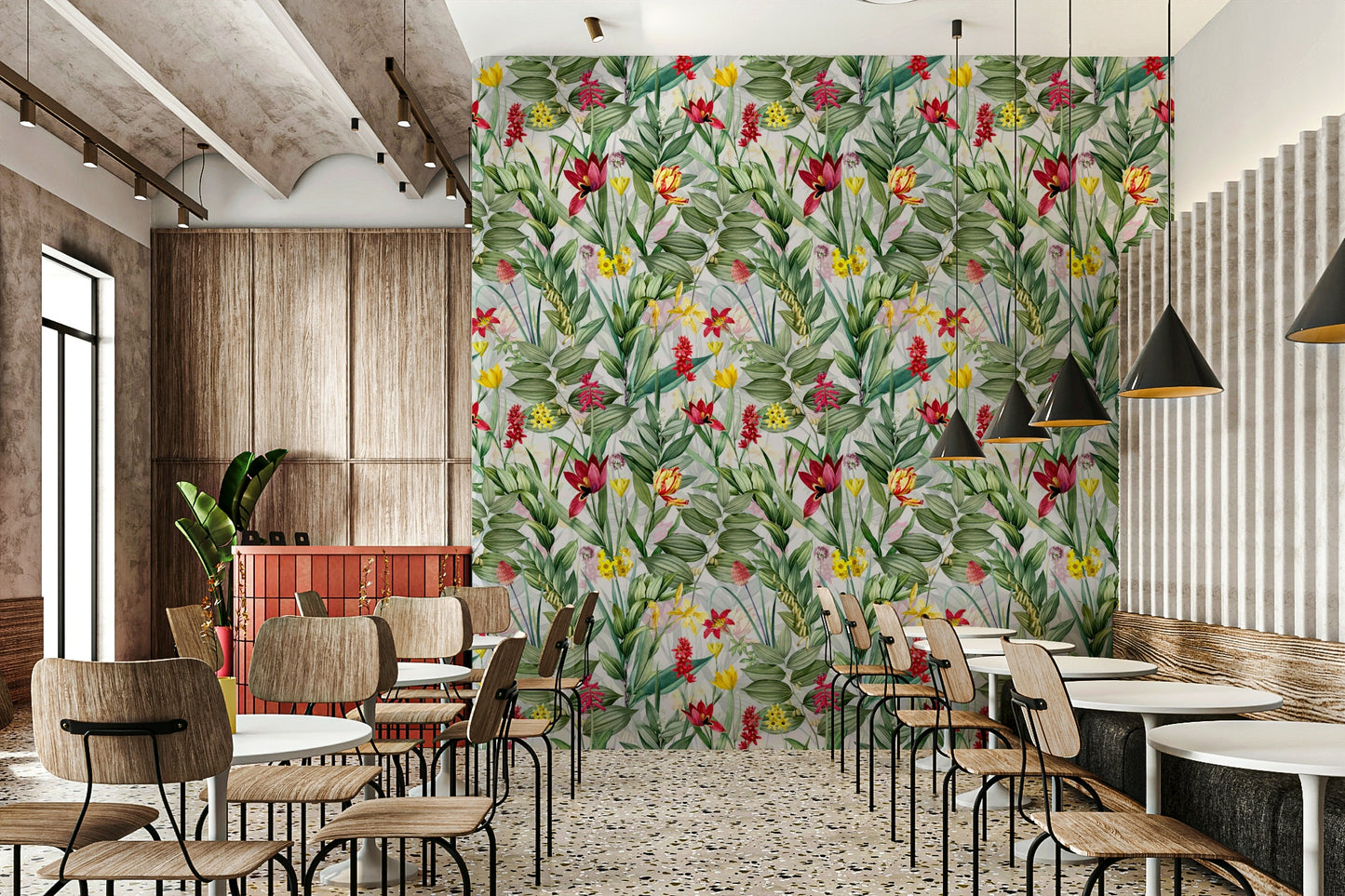 Bright and lively garden bloom wallpaper for a fresh interior.

