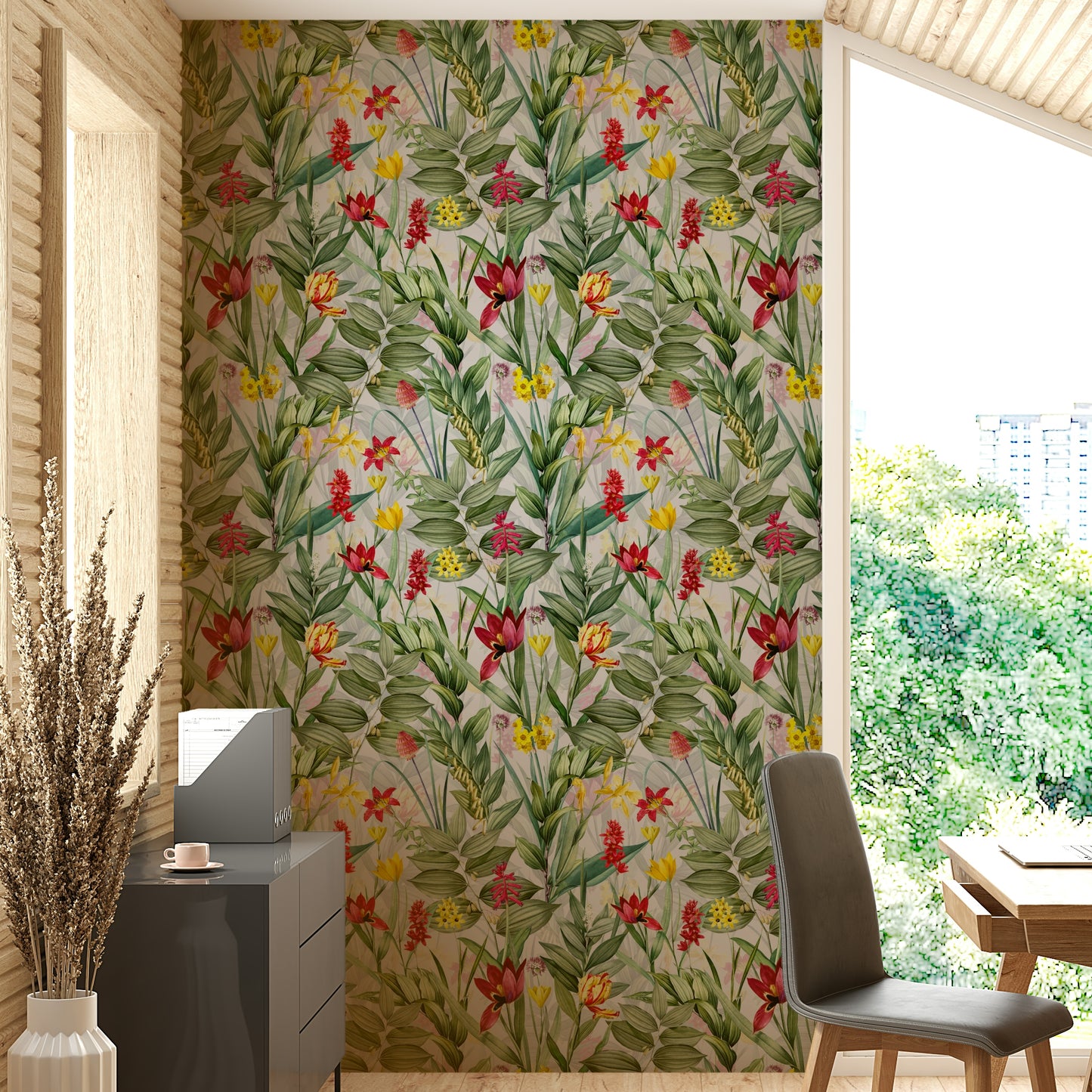 Lush and vibrant garden bloom wallpaper in full bloom.

