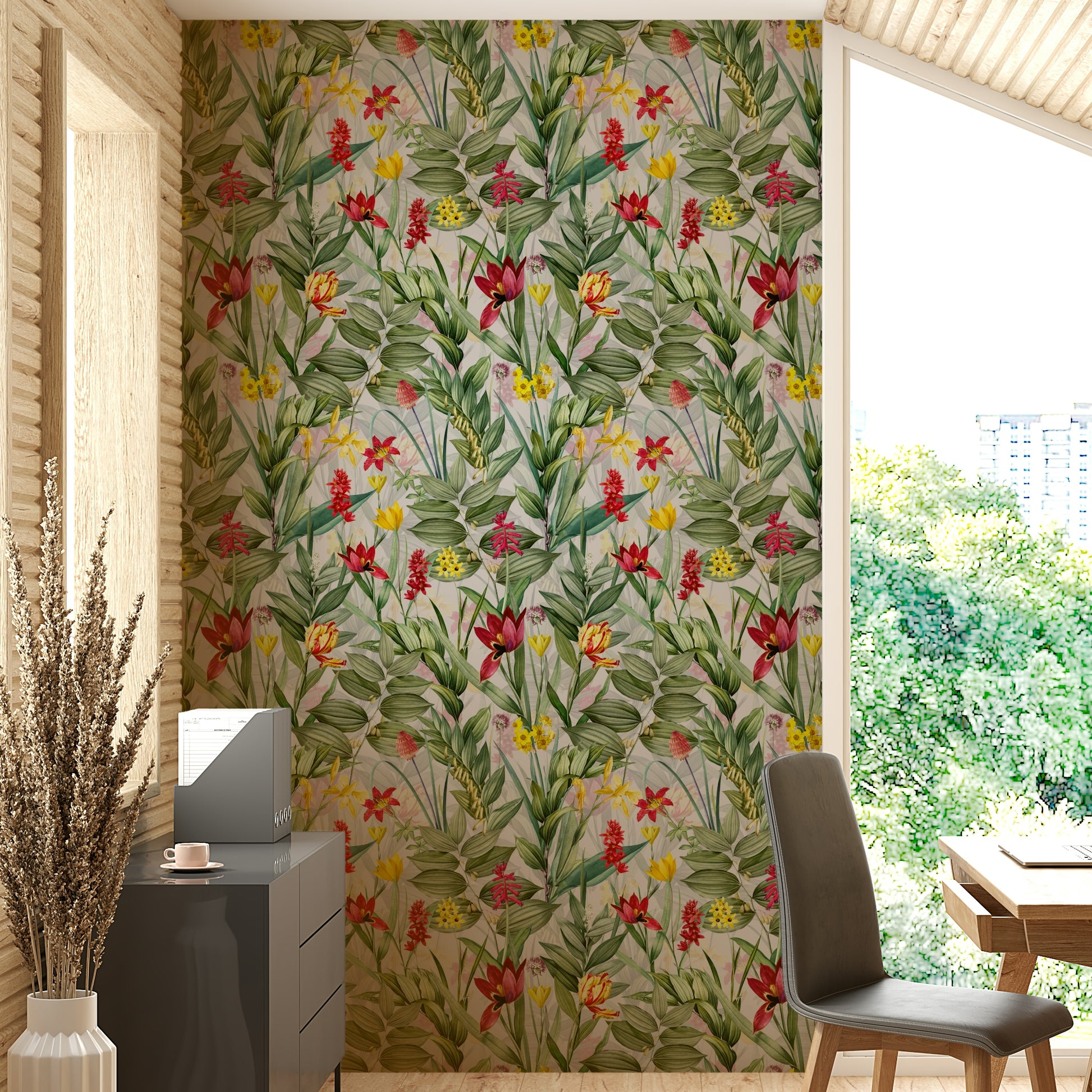 Lush and vibrant garden bloom wallpaper in full bloom.

