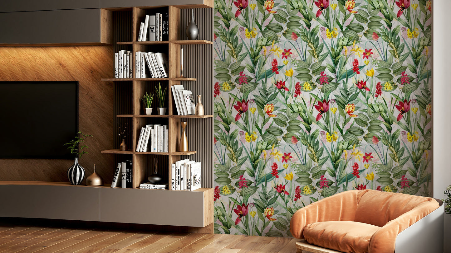 Colorful garden bloom wallpaper with vibrant flowers.

