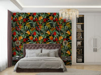 Night-inspired floral wallpaper with rich colors

