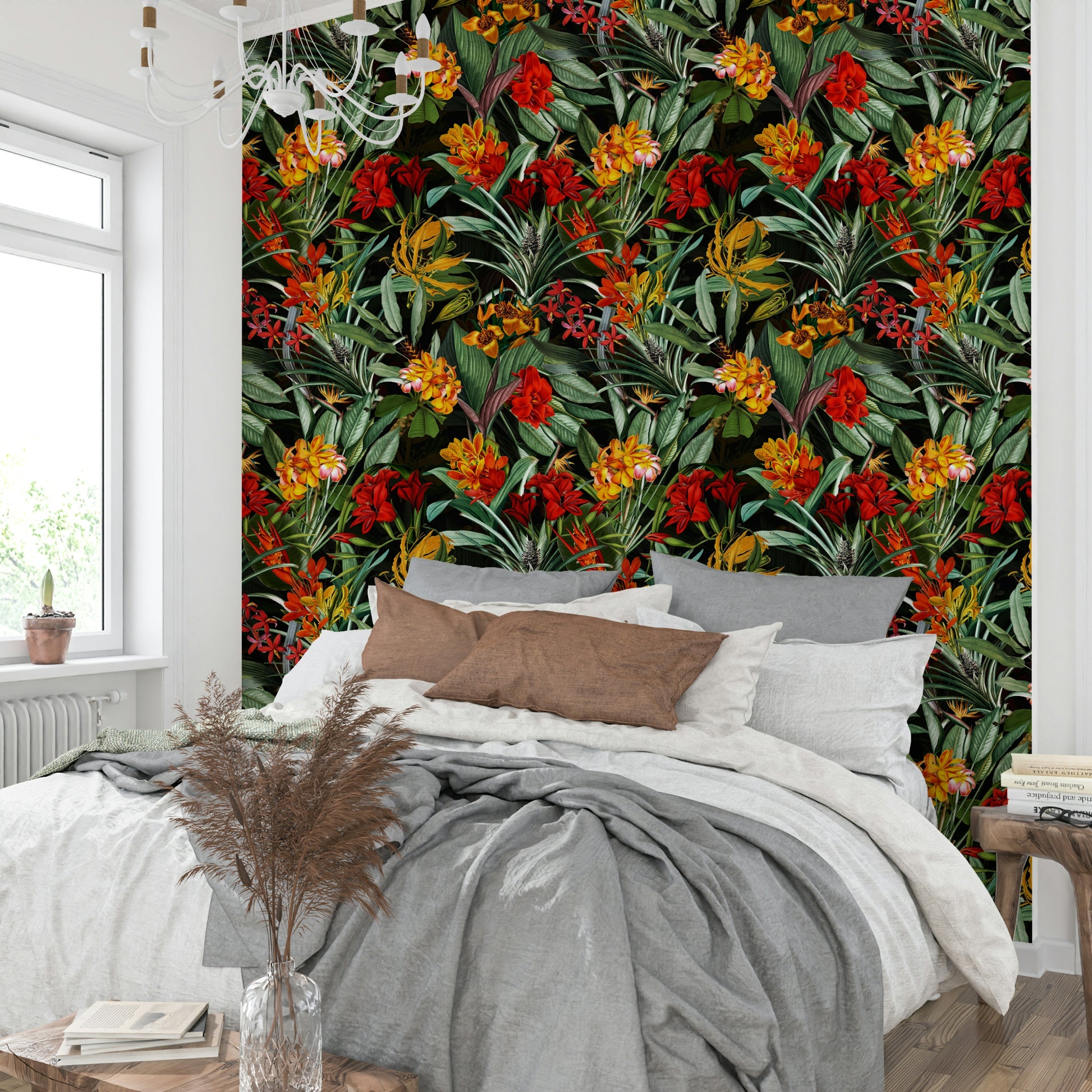 Subtle, nocturnal-inspired floral wallpaper for walls

