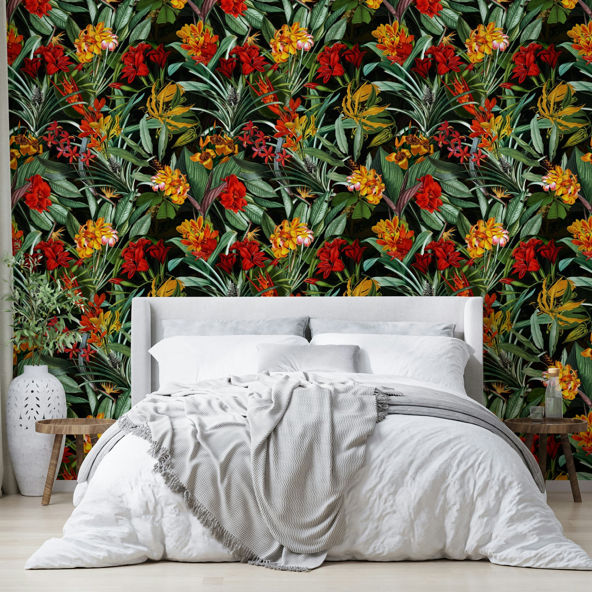 Lush, dark blooms in Nocturnal Bloom wallpaper design

