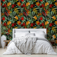 Lush, dark blooms in Nocturnal Bloom wallpaper design

