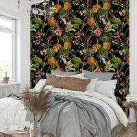 Bright and bold pineapple wallpaper for a playful room design.

