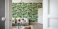 Beautiful passionflower wallpaper bringing nature indoors.

