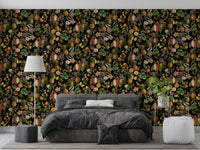 Lush tropical flora and exotic blooms decorate walls with elegance.