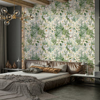 Elegant botanical wallpaper showcasing delicate blooming flowers.

