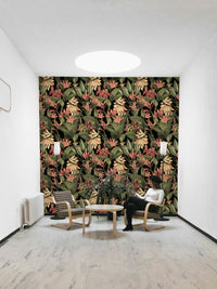 Tropical foliage in dark shades for a tropical night feel

