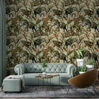 Bold foliage design of Jungle Majesty 1 Wallpaper for decor.


