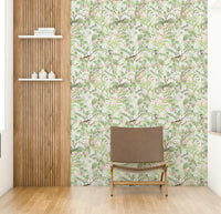 Serene botanical wallpaper with dreamy green foliage

