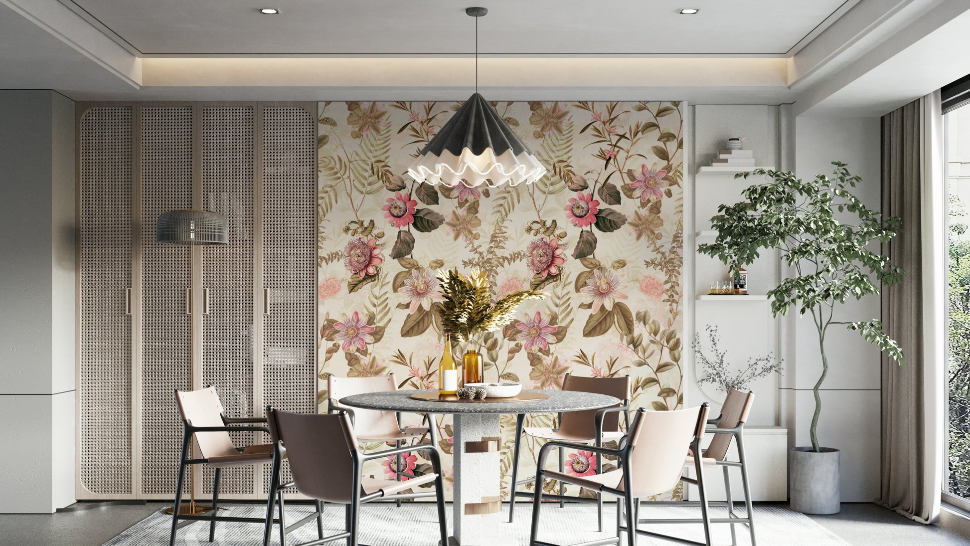 Passionflower Paradise wallpaper with vibrant floral patterns.

