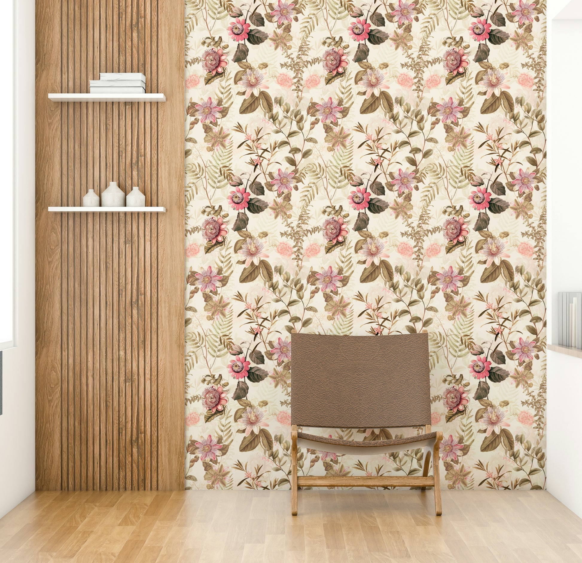 Elegant Passionflower Paradise wallpaper for modern interiors.

