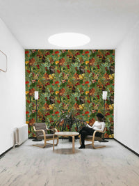 Lush green jungle wallpaper with vibrant tropical leaves.

