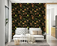 Monkeys swinging on vines wallpaper for playful decor.

