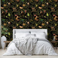 Whimsical escape wallpaper featuring monkeys on vines.

