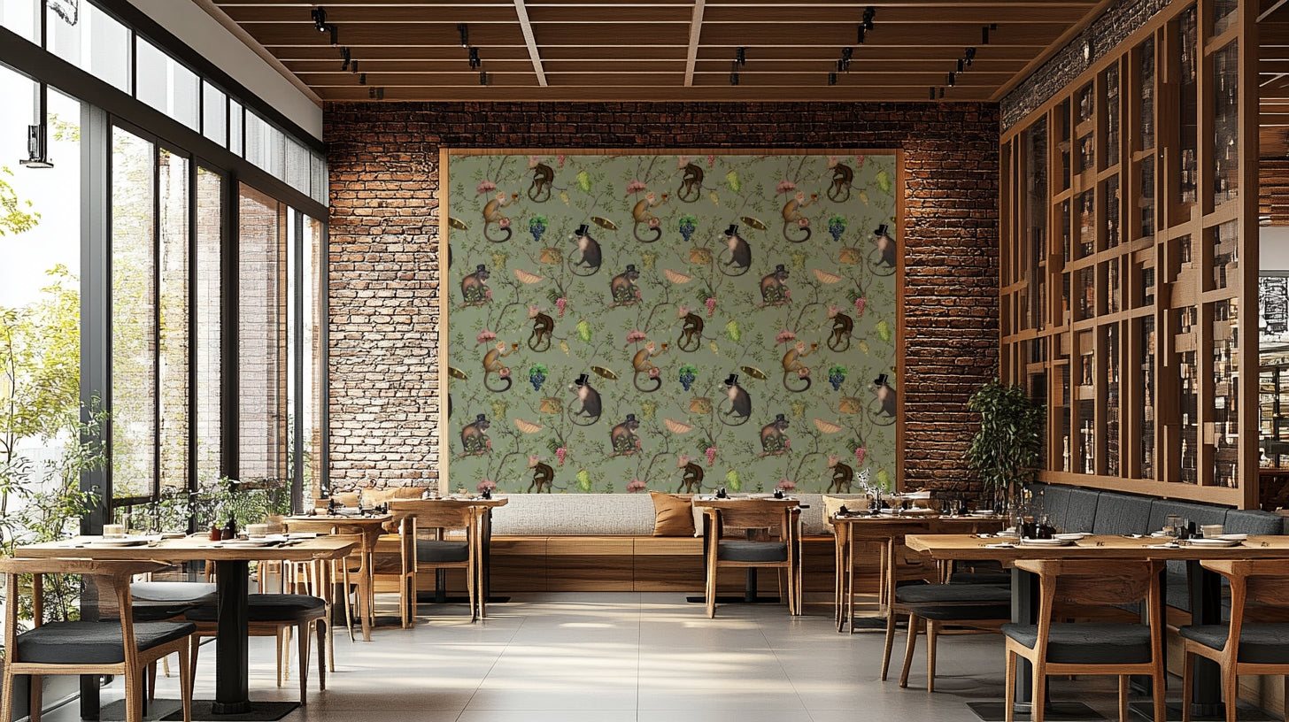 Monkeys surrounded by grapevines wall mural

