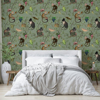 Bright monkey wallpaper design for kids rooms

