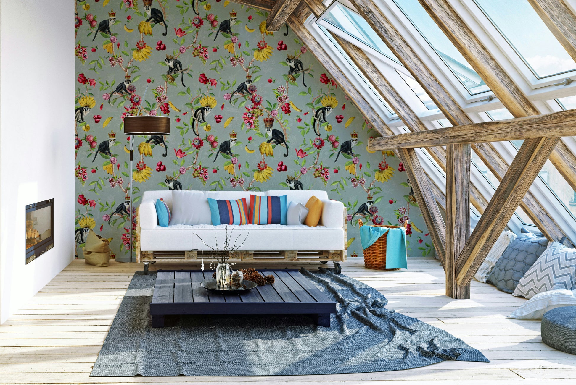 Monarch butterflies in vibrant tropical setting

