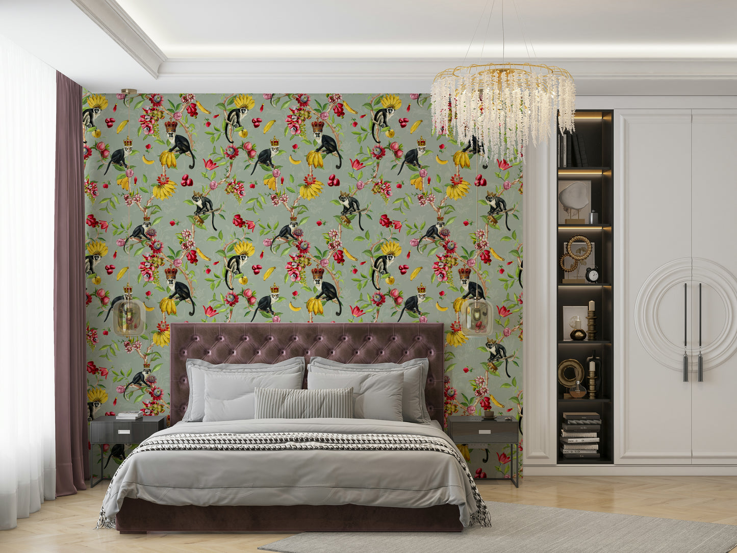 Exotic Monarchs in lush jungle wallpaper

