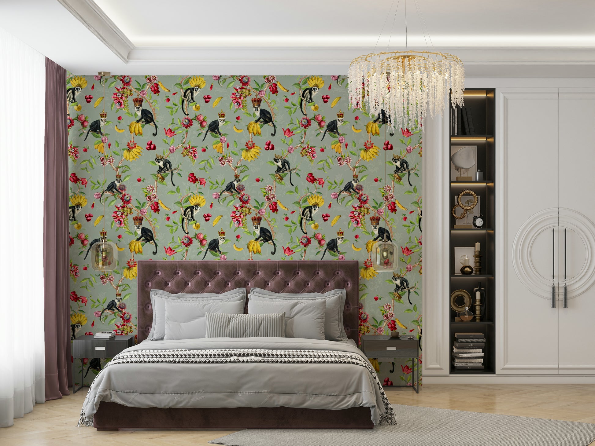 Exotic Monarchs in lush jungle wallpaper


