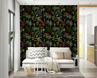 Midnight tropical wallpaper with dense foliage

