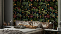 Midnight Jungle Wallpaper with lush green leaves

