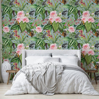 Tropical jungle wallpaper with vibrant green leaves

