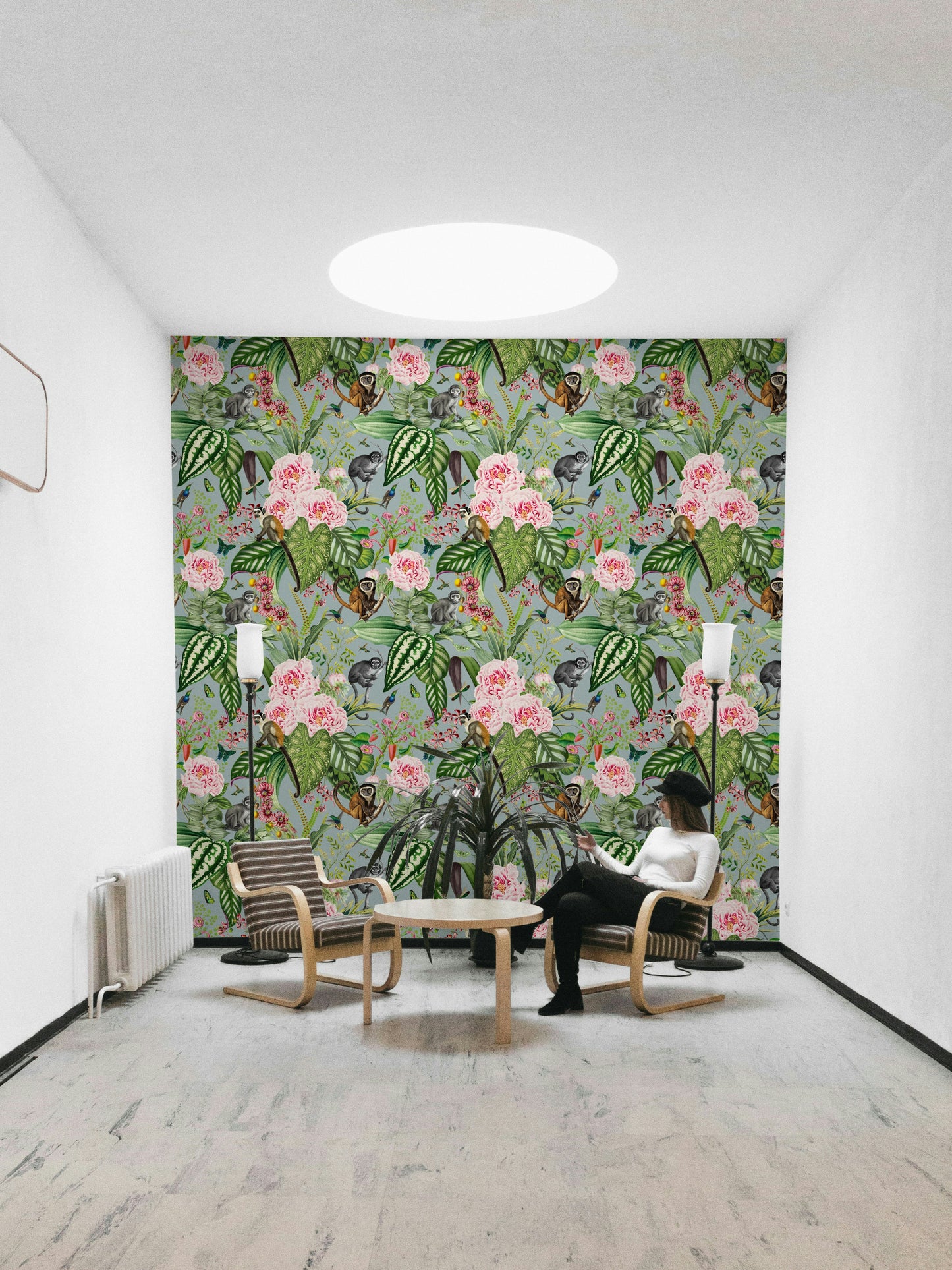 Vibrant foliage and tropical plants in wallpaper design

