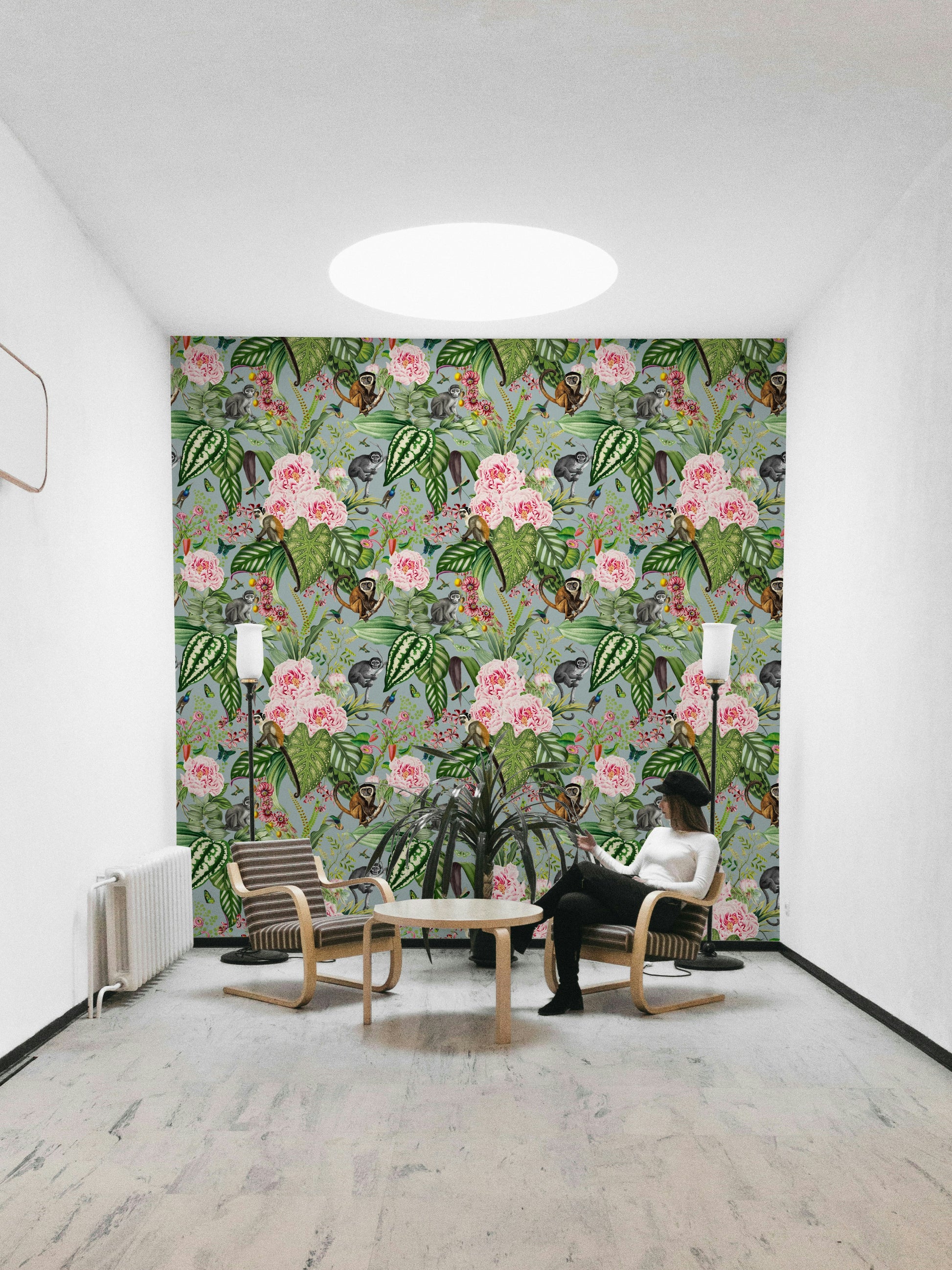 Vibrant foliage and tropical plants in wallpaper design


