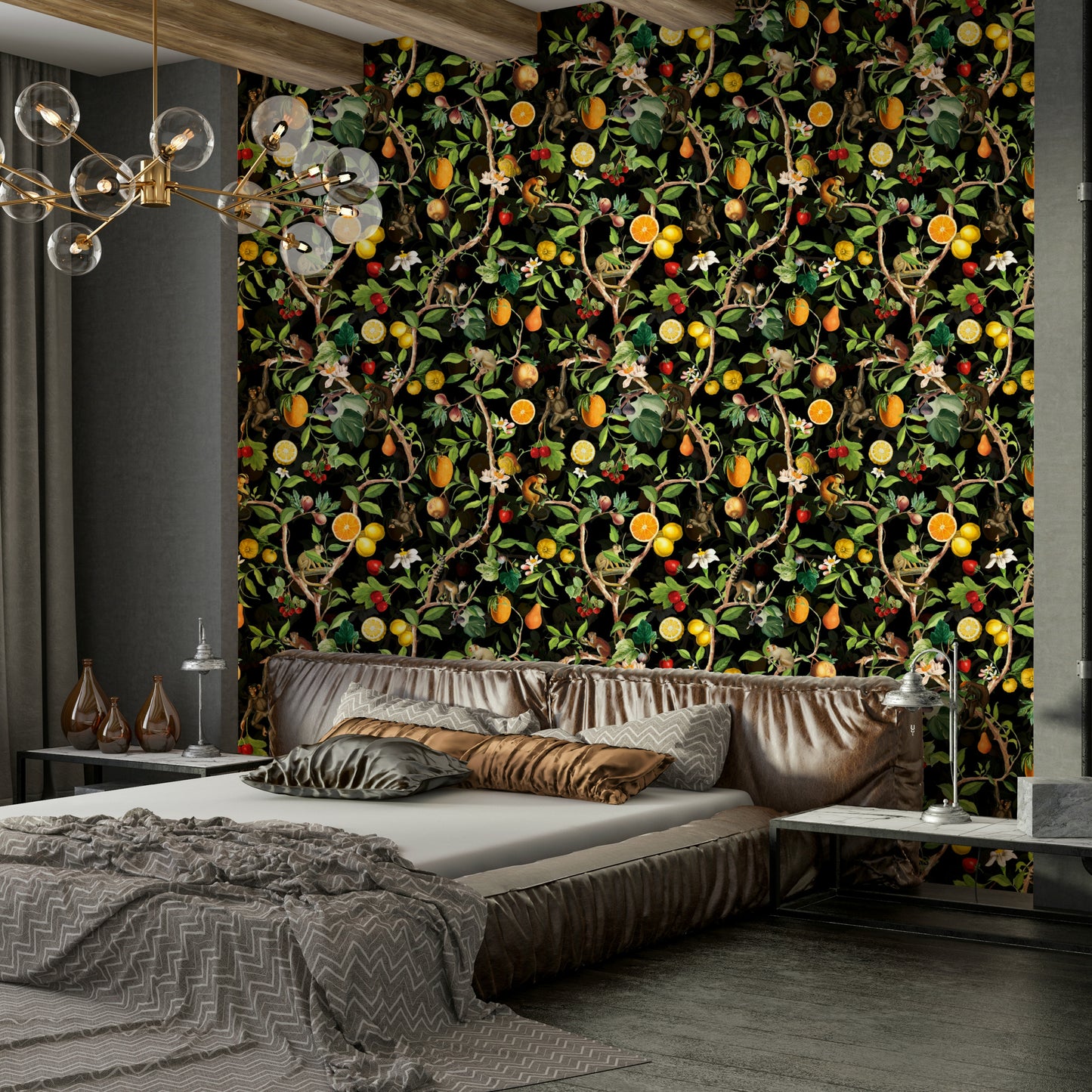 Primate paradise jungle wallpaper with vibrant colors

