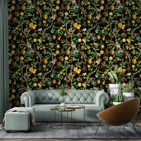 Primate wallpaper in a tropical jungle scene

