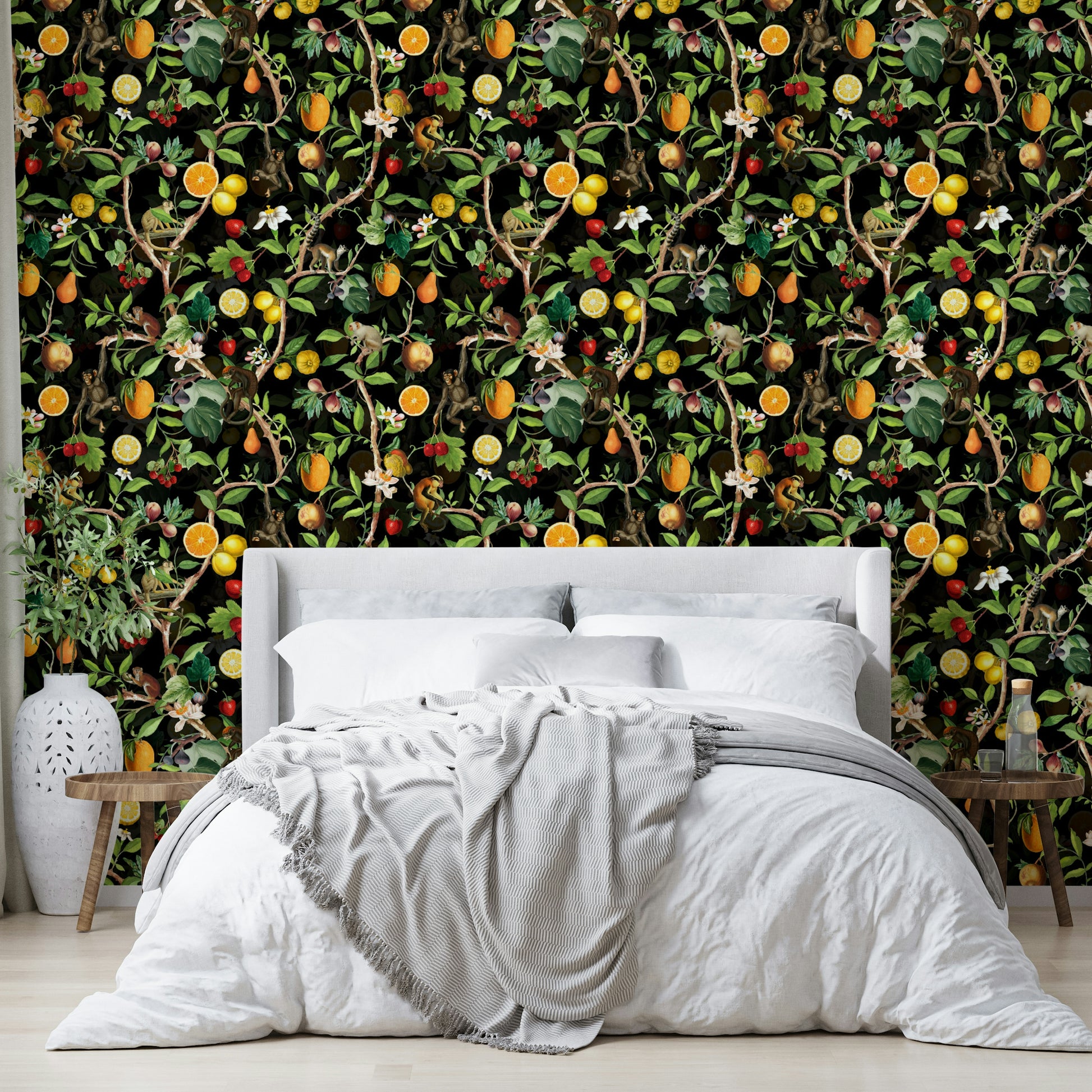 Tropical paradise wallpaper featuring lively primates

