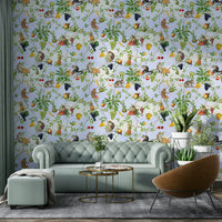 Bold tropical monkey wall design

