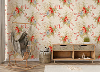 Whimsical rose garden floral wallpaper

