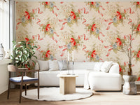 Light floral mural with whimsical charm

