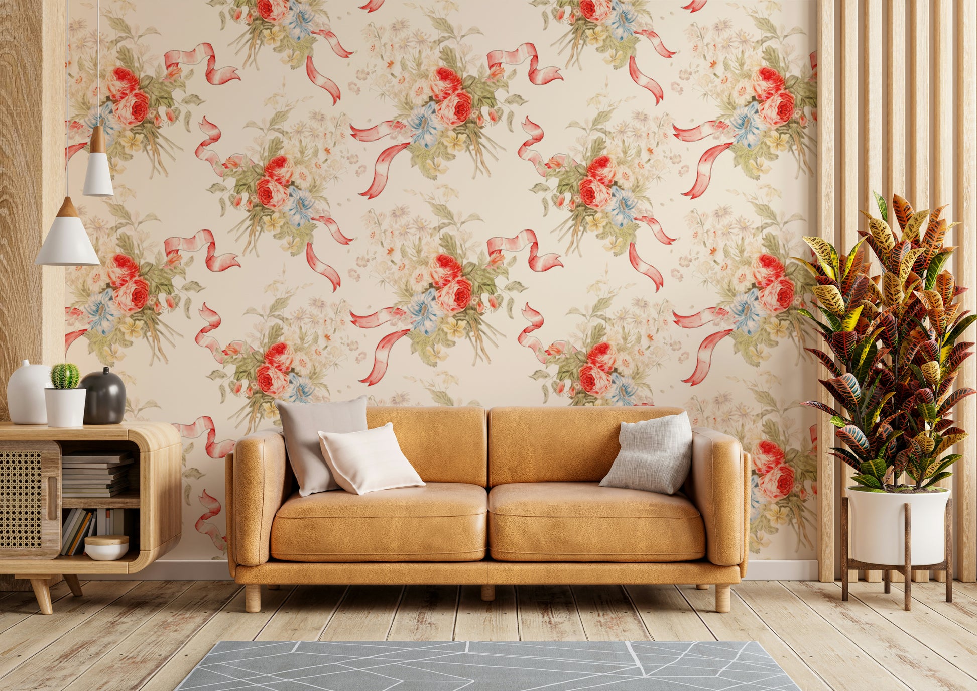 Rose garden pattern wallpaper with fun vibe

