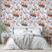 Elegant stripe wallpaper with floral touch

